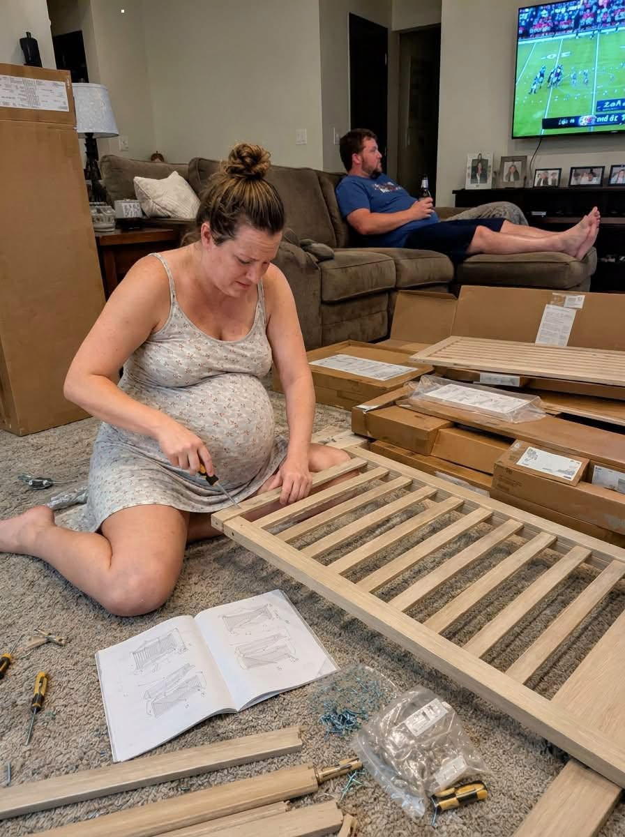“9 Months Pregnant and Battling Alone with the Crib While My Husband Sat and Scrolled on His Phone – Then His Grandfather Entered and Gave Him a Lesson He’ll Remember for the Rest of His Life”